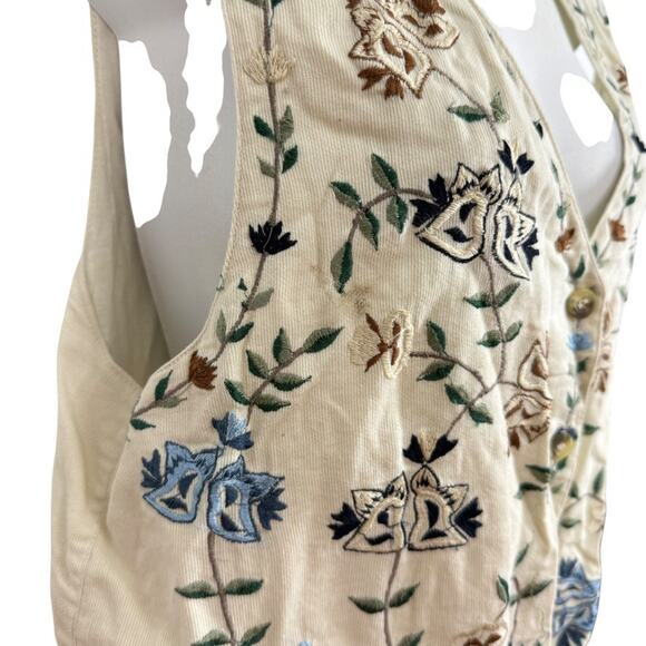 Summit Hill Womens Embroidered Vintage Floral Vest Ivory Womens 90ss sz M - Picture 3 of 16